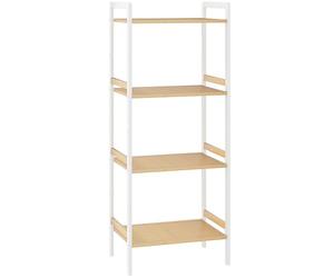 HOMCOM Étagère de Salle de Bain à 4 Niveaux en Bambou avec Support réglable pour Cuisine, Salle de Bain, Salon, Finition Bois Naturel