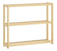 HOMCOM Étagère de salle de bain en bambou à 3 niveaux - Fixation murale ou support réglable - Pour cuisine, salle de bain, salon - Naturel