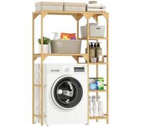 HOMCOM Étagère de salle de bain en bambou avec 7 niveaux - Étagères réversibles - Étagère au-dessus de la machine à laver et des toilettes - Pour salle de bain, buanderie, naturel