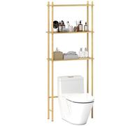 HOMCOM Étagère de toilette à 3 niveaux avec protection anti-basculement - Étagère multifonction peu encombrante pour buanderie, style campagne - Bois naturel