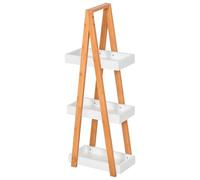 HOMCOM Etagère en Bambou et Bois de Salle de Bain Étagère Debout 3 paniers dim. 30L x 18l x 81H cm Blanc