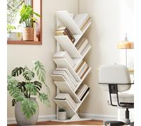 HOMCOM Étagère en Forme d'Arbre avec 9 Étagères et Système Anti-renversement pour Salon Chambre 50x24x136 cm Blanc