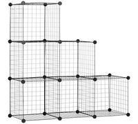 HOMCOM Étagère enfichable, système d'étagères à 6 Compartiments, étagère Cube DIY en Grillage métallique, étagère à Niveaux pour Salon, Chambre à Coucher, Noir, 109 x 37 x 109 cm