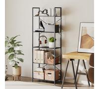 HOMCOM Étagère, étagère sur pied à 5 niveaux, étagère de bureau industrielle avec cadre métallique, rangement ouvert pour salon, bureau, pièce de travail, 60x30x170,5 cm, Noir