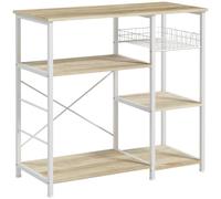 HOMCOM Étagère Meuble Rangement Cuisine 90 x 40 x 84,5 cm Naturel Blanc