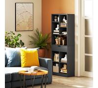 HOMCOM Étagère Moderne en Bois avec Tiroir Central et Kit Anti-renversement, 60x26x158 cm, Noir