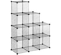 HOMCOM Étagère modulable Meuble de Rangement Cube avec 9 Compartiments, étagère Cube DIY en Treillis métallique pour Salon, Chambre à Coucher, Noir