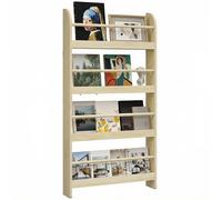 HOMCOM Étagère murale de livres avec 4 étagères Bibliothèque pour enfants pour maison bureau Charge 30 kg 59 x 12 x 113 cm Naturel