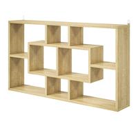 HOMCOM Étagère murale décorative bibliothèque pour livres, CDs avec 8 cubes 85x14,5x47,5 cm chêne
