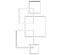 HOMCOM Étagère Murale Étagère Flottante Tableau Mural avec 5 Cubes Qui s'emboîtent, 9 Compartiments, décoration Murale pour Salon Chambre à Coucher Bois de Sapin Blanc 49,5 x 10,2 x 86 cm