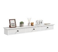 HOMCOM Étagère murale flottante avec 3 tiroirs, meuble de rangement, étagère murale pour entrée, cuisine et salon, 93 x 15 x 10 cm, blanc