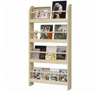 HOMCOM Étagère murale pour livres avec 4 étagères Bibliothèque enfant pour maison bureau Charge 30kg 59x12x113cm Naturel
