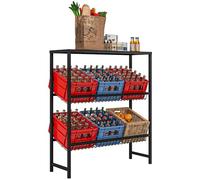 HOMCOM Étagère pour 6 caisses à Boissons, indépendante, avec Hauteur d'étagère réglable, 3 Niveaux, avec Protection antidérapante, 103 x 33 x 113,5 cm, en Acier, Noire