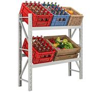 HOMCOM Étagère pour caisses de Boissons pour 6 caisses, Étagère à Boissons sur Pied avec Hauteur d'étagère réglable, 110 x 30 x 110 cm Étagère à caisses, Acier, Blanc