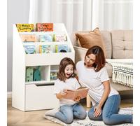 HOMCOM Etagère pour Enfants avec Tiroir, Etagère à Livres avec Etagères, 60 x 29,9 x 90 cm, Blanc