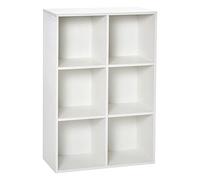 Homcom Étagère pour livres en bois à 3 niveaux avec 6 compartiments, Meuble de Rangement pour salon chambre bureau 65,5 x 30 x 97,5 cm Blanc