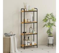 HOMCOM Étagère salle de bain étagère de rangement 4 niveaux étroite autoportante bambou 1,5 x 21,5 x 106 cm effet bois naturel
