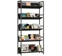 HOMCOM Étagère séparatrice de pièce, bibliothèque à 5 Niveaux, étagères de Rangement avec Structure métallique et Conception antidérapante pour Salon, Chambre à Coucher, Bureau à Domicile, Noir