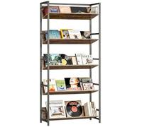 HOMCOM Étagère séparatrice de pièce, bibliothèque à 5 Niveaux, étagères de Rangement avec Structure métallique et Conception antidérapante pour Salon, Chambre à Coucher, Bureau à Domicile, Brun