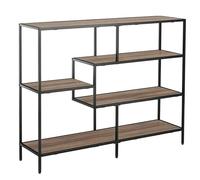 HOMCOM Étagère sur Pied, bibliothèque Étagère de Stockage Style Industriel, étagère à dossiers, étagère de Cuisine, P2 Panneau de Particules, métal, Noir+chêne Clair, 120 x 32 x 95 cm