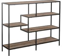 HOMCOM Étagère sur pied, bibliothèque Étagère de stockage Style industriel, étagère à dossiers, étagère de cuisine, P2 Panneau de particules, métal, noir+chêne clair, 120 x 32 x 95 cm