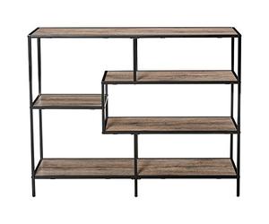 HOMCOM Étagère sur Pied, bibliothèque Étagère de Stockage Style Industriel, étagère à dossiers, étagère de Cuisine, P2 Panneau de Particules, métal, Noir+chêne Clair, 120 x 32 x 95 cm