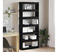 Homcom Étagère sur pied en bois, aspect chêne noir mat, 80 x 30 x 198 cm, bibliothèque moderne pour salon, bureau, bureau