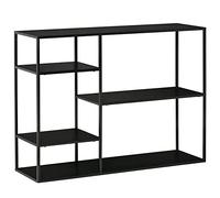 HOMCOM Étagère sur Pied Étagère à Livres Étagère de Stockage Étagère à dossiers avec 5 Compartiments Ouverts Étagère de Cuisine Métal Noir 120 x 35 x 87,5 cm