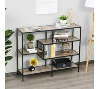HOMCOM Étagère sur Pied, Étagère de Rangement Style Industriel, Étagère à Livres, Étagère de Cuisine, Panneau de particules P2, Métal, Noir+Chêne clair, 120 x 32 x 95 cm