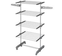 HOMCOM - Étendoir à Linge - Acier Inoxydable - 142x55x172cm - Gris