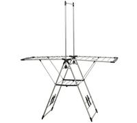 HOMCOM Étendoir pliable séchoir sur pied avec ailes réglables, porte-chaussures, acier inoxydable, 156,5 x 68 x 192 cm, argent