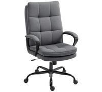 HOMCOM Executive Office Chair, chaise de bureau en tissu avec rembourrage double couche, dossier haut, roues pivotantes silencieuses, accoudoir, réglable en hauteur, fonction d'inclinaison pour la