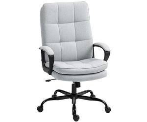 HOMCOM Executive Office Chair, Chaise de Bureau en Tissu avec Rembourrage Double Couche, Dossier Haut, Roues pivotantes silencieuses, accoudoir, réglable en Hauteur, Fonction d'inclinaison pour la