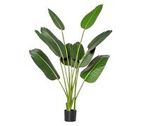 HOMCOM Plante artificielle bananier de 160 cm avec pot et 10 feuilles réalistes Plante tropicale synthétique pour décoration intérieure et extérieure Bureau Maison verte