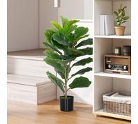 HOMCOM Fausse Plante Ficus Lyrata Haute de 80 cm pour l'Intérieur avec Pot, Décoration pour la Maison et le Bureau, Vert