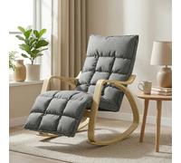 HOMCOM Fauteuil à Bascule avec Dossier Haut Gris
