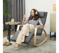 HOMCOM Fauteuil à bascule avec fonction de massage, chauffage lombaire, 3 modes, revêtement en tissu, gris