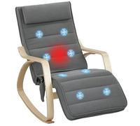 HOMCOM Fauteuil à bascule avec fonction massage, chauffage, appuie-tête, repose-pieds, fauteuil, fauteuil de relaxation avec aspect velours, fauteuil de lecture, fauteuil oscillant pour salon, chambre