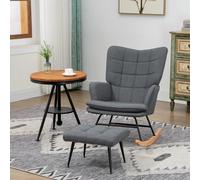 HOMCOM Fauteuil à Bascule avec Repose-Pieds, Confortable, jusqu'à 130 kg, Look Lin, 64x89x90cm, Gris
