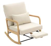 HOMCOM Fauteuil à Bascule avec Repose-Pieds, Dossier réglable, Crème
