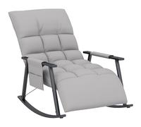 HOMCOM Fauteuil à bascule avec repose-pieds, fauteuil à bascule avec poche latérale, dossier réglable, fauteuil à bascule pour salon, jusqu'à 120 kg, chiffon en microfibre, gris