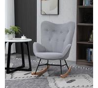HOMCOM Fauteuil à bascule chaise bascule design rétro à oreilles style vintage haute densité aspect velours pieds | Aosom France