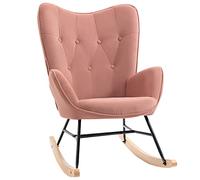 HOMCOM fauteuil à bascule, ergonomique fauteuil oscillant, fauteuil avec accoudoirs, fauteuil d'allaitement avec aspect velours, fauteuil à bascule pouvant supporter jusqu'à 150 kg, pour chambre à