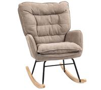 HOMCOM Fauteuil à Bascule Fauteuil à accoudoirs, Fauteuil d'allaitement avec Aspect Chenille, Fauteuil à Bascule jusqu'à 120 kg de Charge pour Chambre à Coucher, Salon, Brun