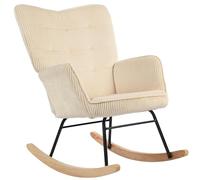 HOMCOM Fauteuil à Bascule, Fauteuil à Bascule avec Aspect Corde, accoudoirs, Fauteuil avec Patins en Bois, Fauteuil de Relaxation pour Salon, Chambre à Coucher, Beige