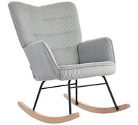 HOMCOM Fauteuil à bascule, fauteuil à bascule avec aspect corde, accoudoirs, fauteuil rembourré avec patins en bois, fauteuil de relaxation pour salon, chambre à coucher, supporte jusqu'à 120 kg, gris