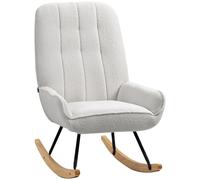 HOMCOM Fauteuil à bascule Fauteuil à bascule rembourré Fauteuil de relaxation pouvant supporter jusqu'à 150 kg Fauteuil de relaxation pour le salon, la chambre à coucher, sherpa non tissé, gris