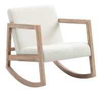 HomCom Fauteuil à bascule – Tissu effet laine bouclée, pieds bois hévéa – Blanc crème