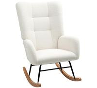 HOMCOM Fauteuil à Bascule Fauteuil Allaitement 70 x 94 x 100 cm Crème