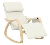 HOMCOM Fauteuil à Bascule, Fauteuil Allaitement avec Poche latérale, Repose-Pieds réglable et Appui-tête, Rocking Chair pour Chambre, 67 x 110 x 91 cm, crème